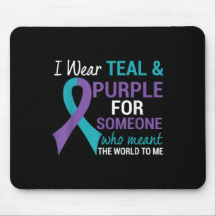 Semicolon Aquamarin & Lila Ribbon Suicide Awar Mousepad
