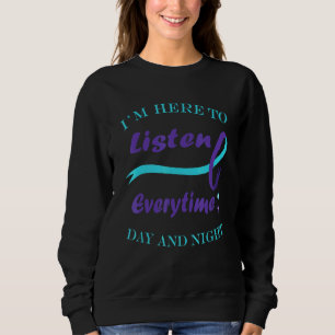 Semicolon Aquamarin Lila Ribbon Suicide Prevention Sweatshirt