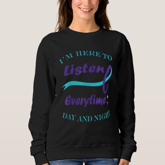 Semicolon Aquamarin Lila Ribbon Suicide Prevention Sweatshirt (Vorderseite)