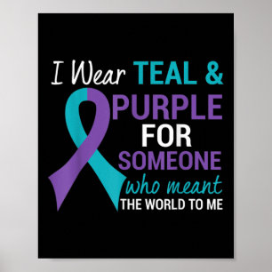 Semicolon Aquamarin und Lila Ribbon Suizidbewussts Poster