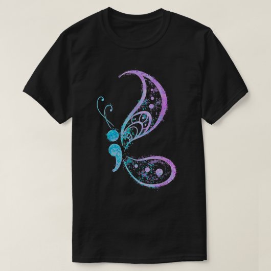 Semicolon Butterfly Psychische Gesundheit Suicide  T-Shirt (Design vorne)