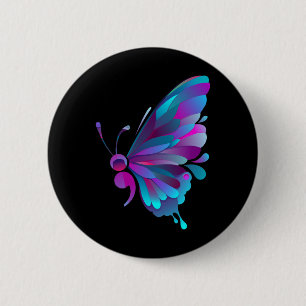 Semicolon Butterfly Semi-colon Tattoo Mental Healt Button