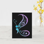 Semicolon Butterfly Semi-colon Tattoo Mental Healt Karte (Gelbe Blume)