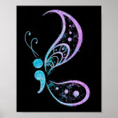 Semicolon Butterfly Semi-colon Tattoo Mental Healt Poster (Vorne)