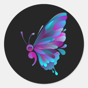 Semicolon Butterfly Semi-colon Tattoo Mental Healt Runder Aufkleber