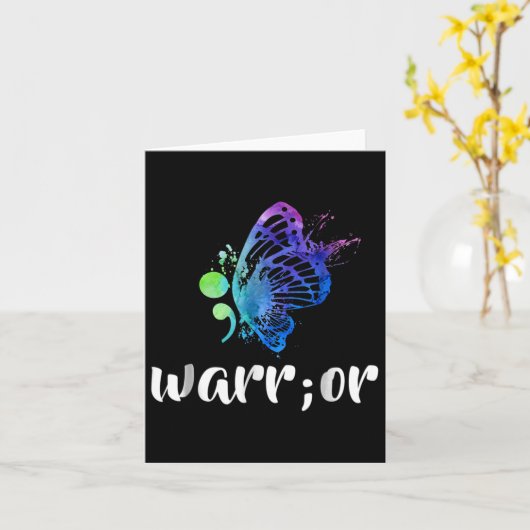 Semicolon Butterfly Suicide Prevention Awareness T Karte (Gelbe Blume)