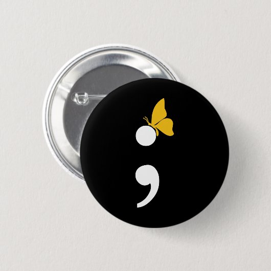 Semicolon Butterfly Suizid Depression Prevention Button (Vorne & Hinten)