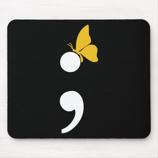 Semicolon Butterfly Suizid Depression Prevention Mousepad (Vorne)