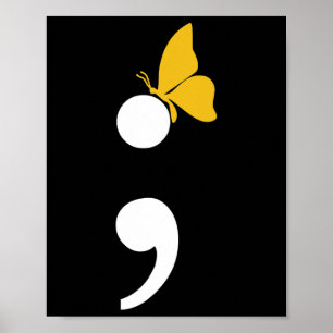 Semicolon Butterfly Suizid Depression Prevention Poster