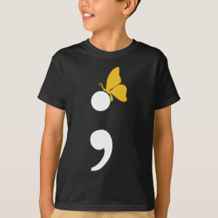Semicolon Butterfly Suizid Depression Prevention T-Shirt