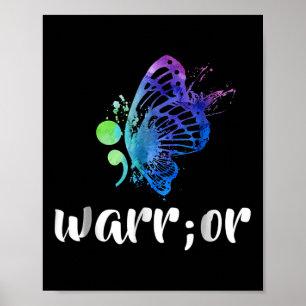 Semicolon Butterfly Suizidprävention Bewusstsein Poster