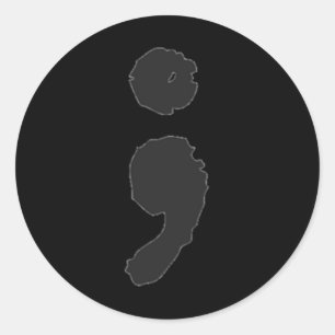Semicolon ; Depression & amp; Selbstmordbewusstsei Runder Aufkleber