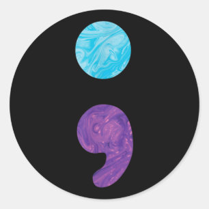 Semicolon Depression Suizidprävention Bewusstsein Runder Aufkleber
