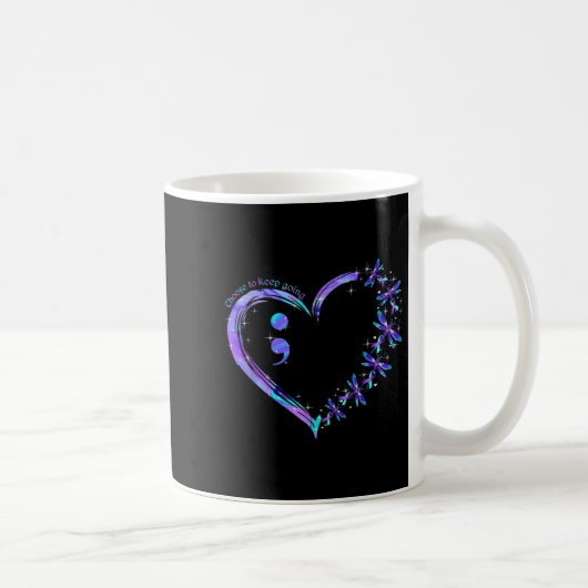 Semicolon Dragonfly Suizidprävention Monat Kaffeetasse (Rechts)