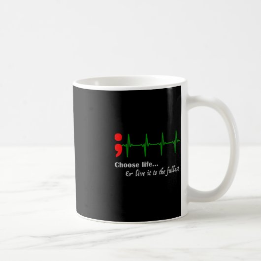 Semicolon EKG Suicide Awareness Prevention Kaffeetasse (Rechts)