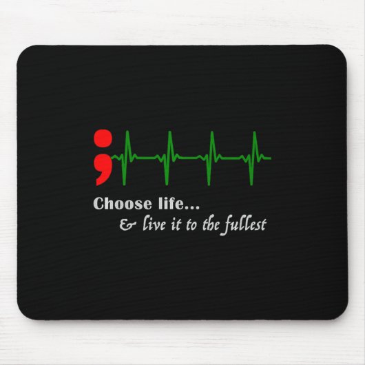 Semicolon Ekg Suizidbewusstsein Prävention Mousepad (Vorne)
