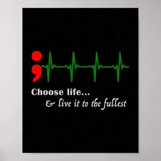 Semicolon Ekg Suizidbewusstsein Prävention Poster (Vorne)