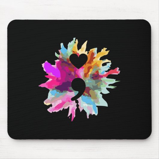 Semicolon-Geschenk Suizidprävention Krieg Mousepad (Vorne)