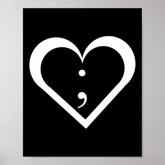 Semicolon Heart Mental Health Awareness Long Sleev Poster (Vorne)