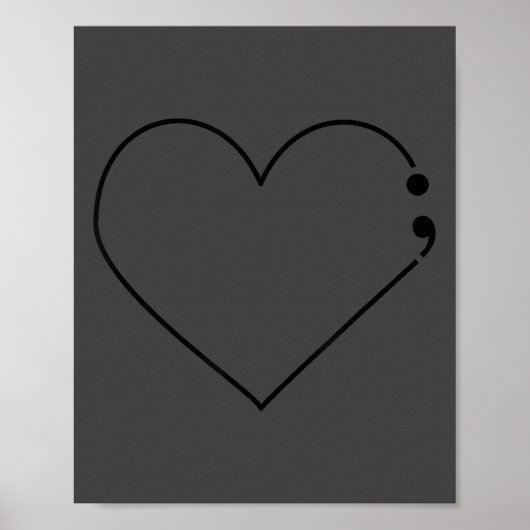 Semicolon Heart Mental Health Awareness Therast De Poster (Vorne)