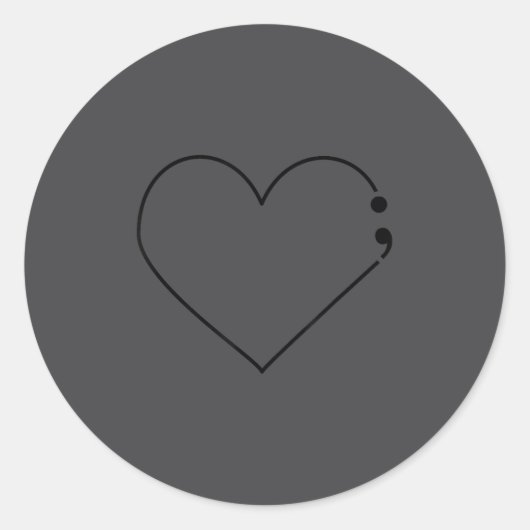 Semicolon Heart Mental Health Awareness Therast De Runder Aufkleber (Vorderseite)