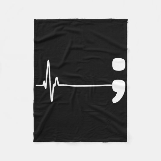 Semicolon Heartbeat Flatline Suicide Prevention Aw Fleecedecke (Vorderseite)
