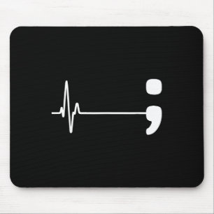 Semicolon Heartbeat Flatline Suicide Prevention Aw Mousepad