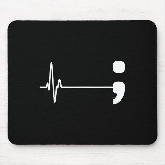 Semicolon Heartbeat Flatline Suicide Prevention Aw Mousepad (Vorne)