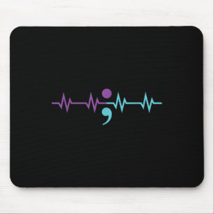 Semicolon Heartbeat Suizidprävention A Mousepad