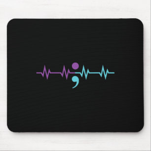 Semicolon Heartbeat Suizidprävention A Mousepad