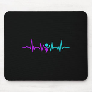 Semicolon Heartbeat Suizidprävention Bewusstsein Mousepad