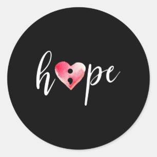 Semicolon Hope Heart Watercolor - Suicide Awarenes Runder Aufkleber