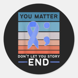 Semicolon Mental Health Awareness Month Warrior Re Runder Aufkleber