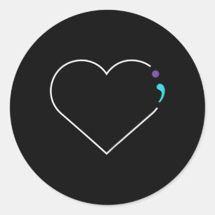 Semicolon Mental Health Awareness Runder Aufkleber