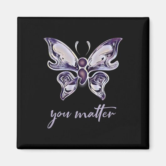 Semicolon Project Depression Awareness Butterfly Y Magnet (Vorne)