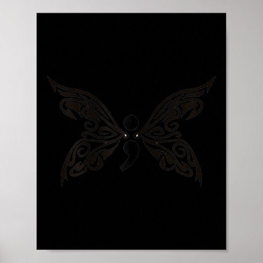 Semicolon Project Mental Health Awareness Butterfl Poster (Vorne)