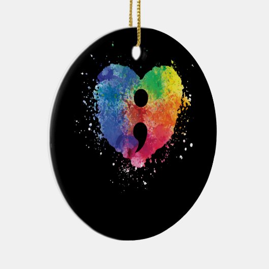 Semicolon Project Mental Health Awareness Keramik Ornament (Rechts)