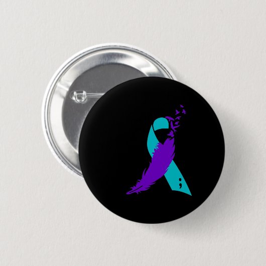 Semicolon Suicide Awareness Ribbon Button (Vorne & Hinten)