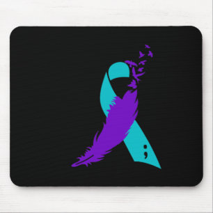 Semicolon Suicide Awareness Ribbon Mousepad