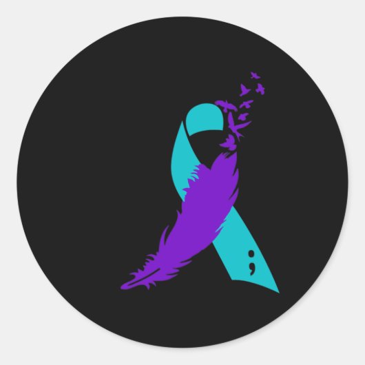 Semicolon Suicide Awareness Ribbon Runder Aufkleber (Vorderseite)
