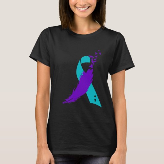 Semicolon Suicide Awareness Ribbon T-Shirt (Vorderseite)