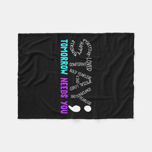 Semicolon Suicide Prevention Awareness Mental Fleecedecke (Vorderseite (Horizontal))