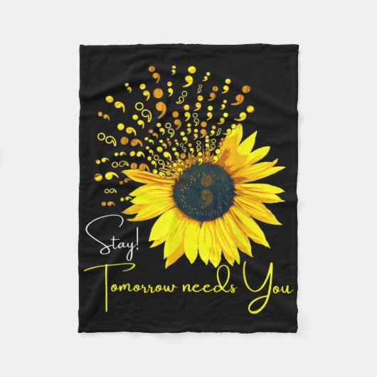 Semicolon Sunflower Suicide Prevention Awareness S Fleecedecke (Vorderseite)