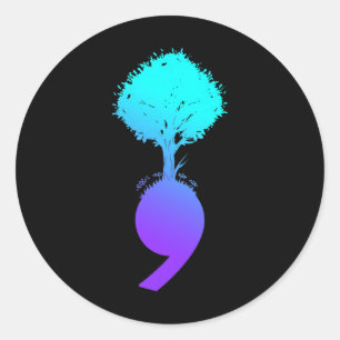 Semicolon Tree Suicide Prevention Awareness Runder Aufkleber