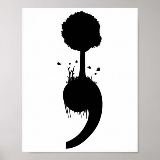 Semicolon Tree Suizid Depression Prevention Poster (Vorne)
