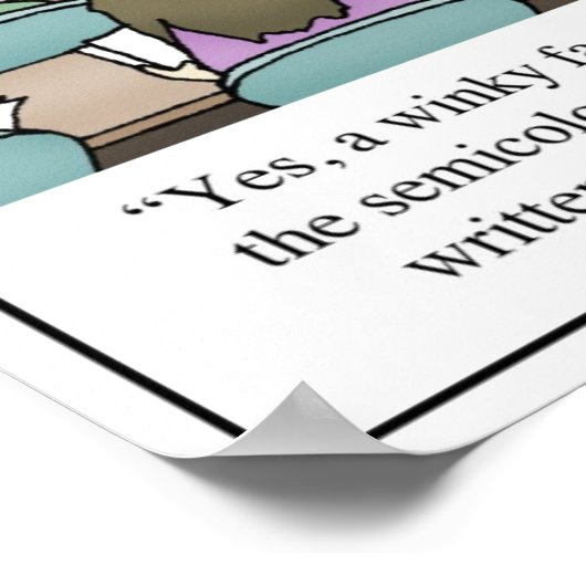 Semicolon "Winky Face" Lehrer Cartoon Poster (Ecke)