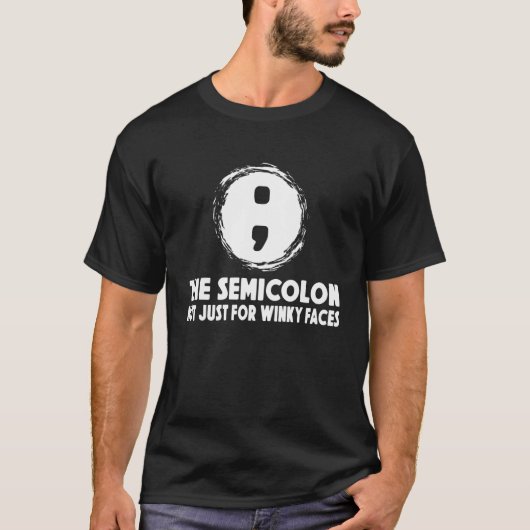 Semicolon Winky Faces Grammar T-Shirt (Vorderseite)