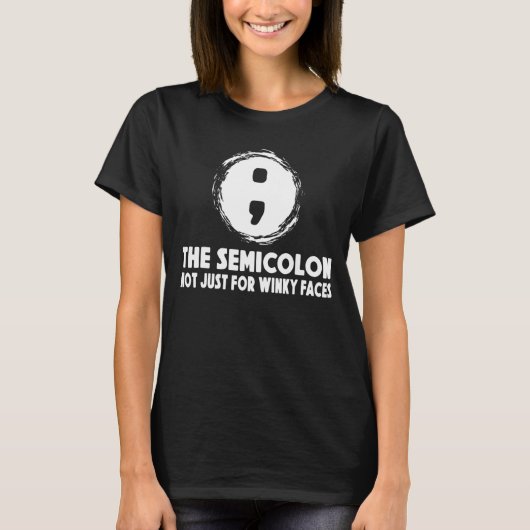 Semicolon Winky Faces Grammar T-Shirt (Vorderseite)
