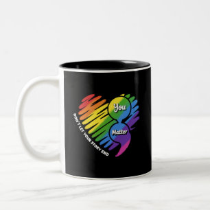 Semikolon LGBTQ Suizidprävention Psychische Gesund Zweifarbige Tasse