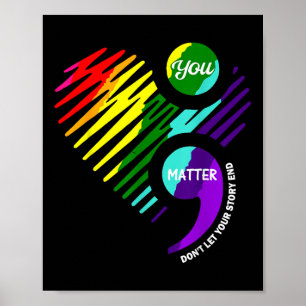 Semikolon-Psychische-Gesundheits-Bewusstsein-Shirt Poster